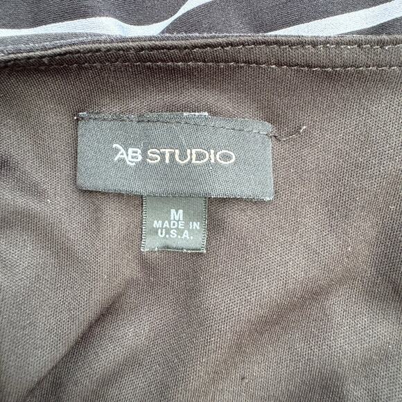 AB Studio Women Black White Stripes Dolman Sleeve Pullover Blouse Size M - Picture 5 of 5